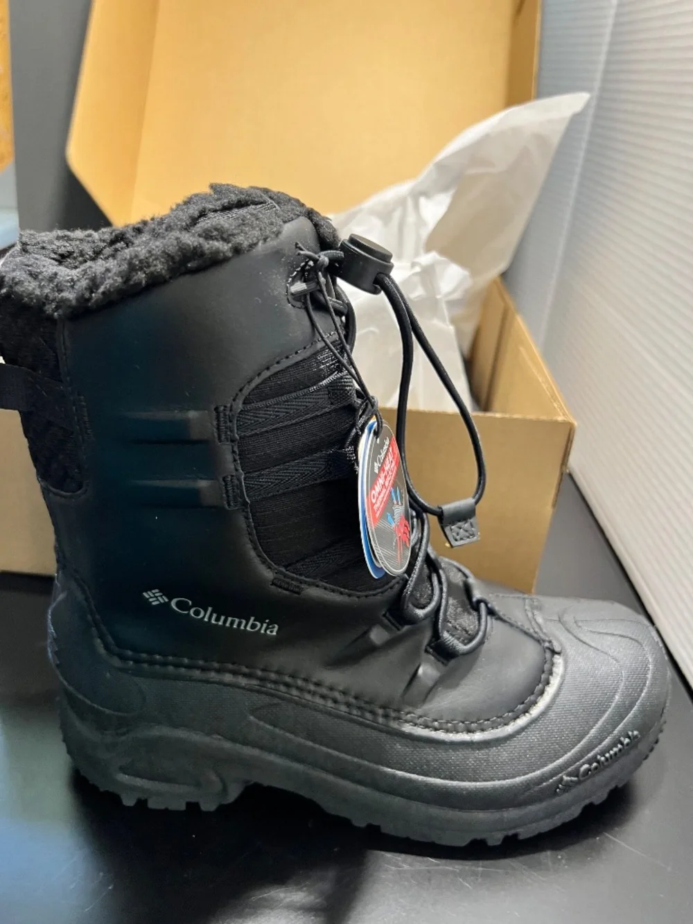 NEW Columbia Youth Bugaboot II Snow Boot | Black | Omni-Heat | Waterproof | Size